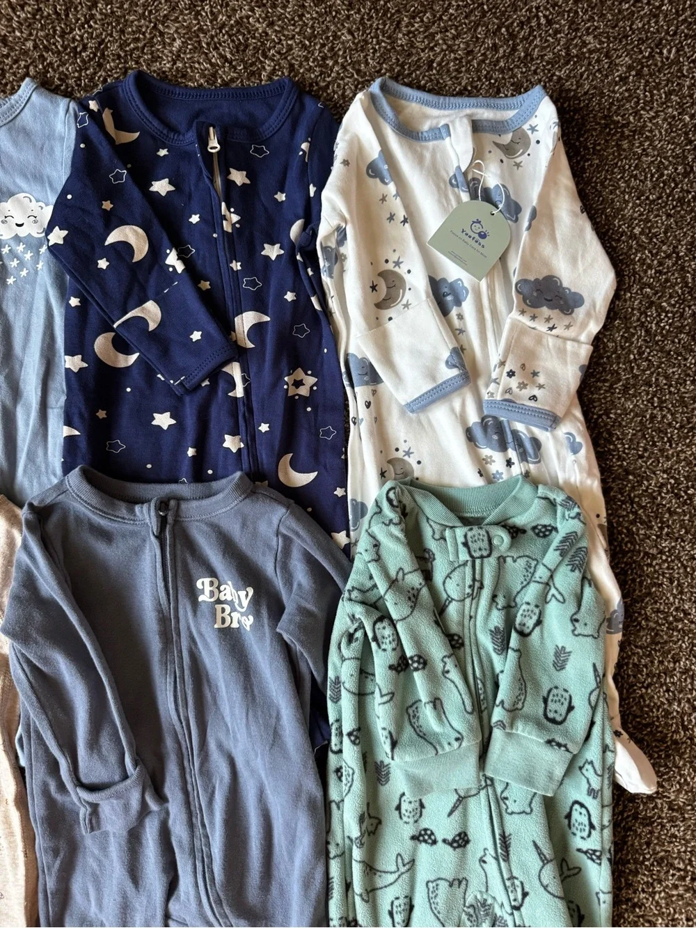 Lot of 6 Baby Boy Footed Sleepers 0-6 Months